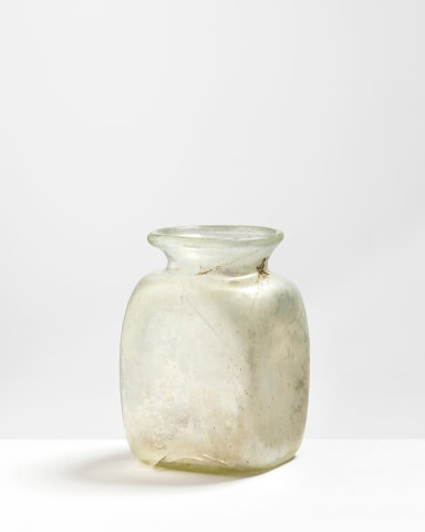 113. Roman square-sided bottle, c.2nd-3rd century AD