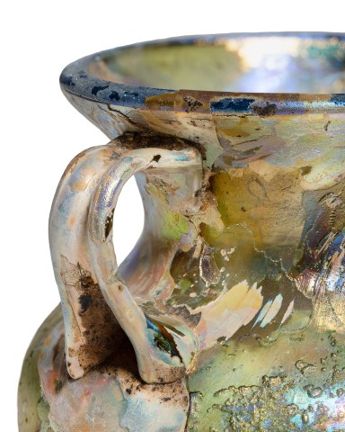 17. Roman amphoriskos with brilliant iridescence, c.3rd-4th century AD