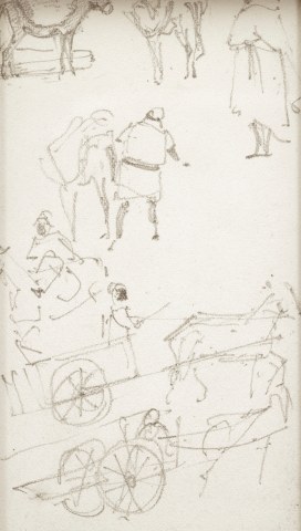 Alexandre-Louis Leloir, Studies of a donkey and cart, North Africa