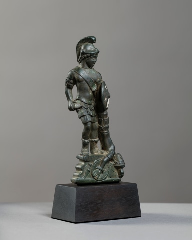 Roman sculptural dagger hilt showing Mars Ultor, Gaul, c.1st-2nd century AD