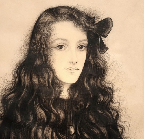 Walter Sauer, Portrait of a young woman with a ribbon in her hair, 1921