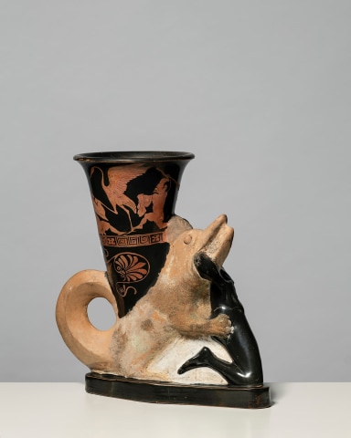 Greek red-figure plastic vase, Athens, c.470-450 BC, attributed to Sotades