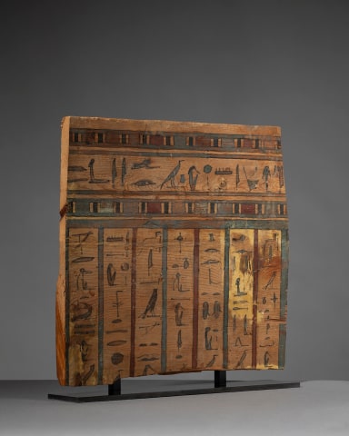 Egyptian sarcophagus panel fragment with hieroglyphs, Late Dynastic-Ptolemaic Period, c.400-30 BC