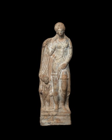 Greek statuette of Aphrodite and Eros, Hellenistic, c.1st century AD