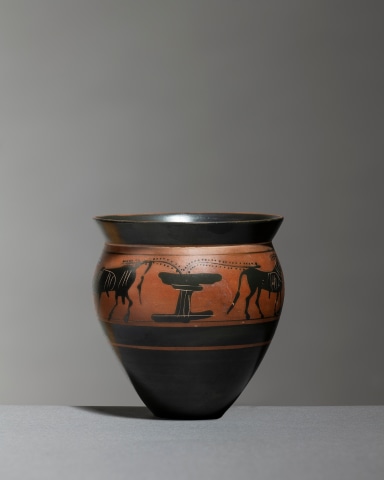 Greek black-figure mastoid cup, Athens, c.490-470 BC, attributed to the workshop of the Haimon Painter