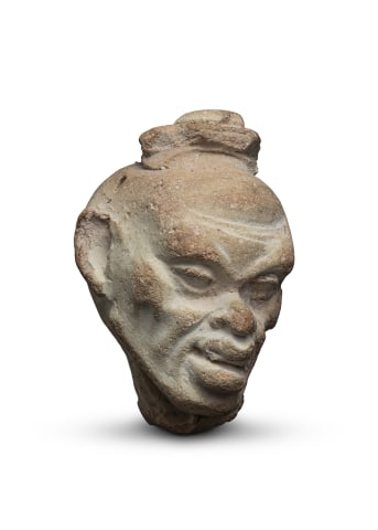 Hellenistic head of a comic slave, Smyrna, 1st Century BC to 1st Century AD