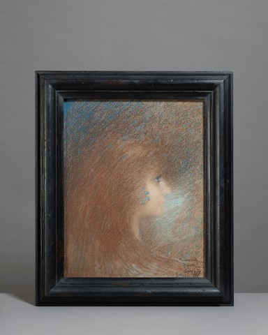 Lucien Lévy-Dhurmer, Head of a young girl, 1892