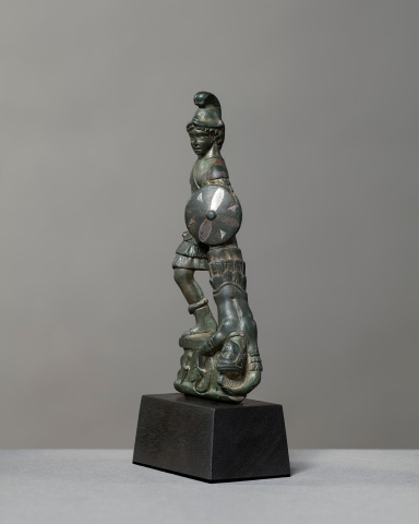 Roman sculptural dagger hilt showing Mars Ultor, Gaul, c.1st-2nd century AD