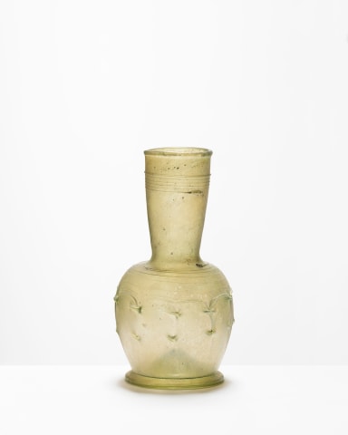 106. Late Roman-early Byzantine clear, pale olive green flask, c.6th-7th century AD