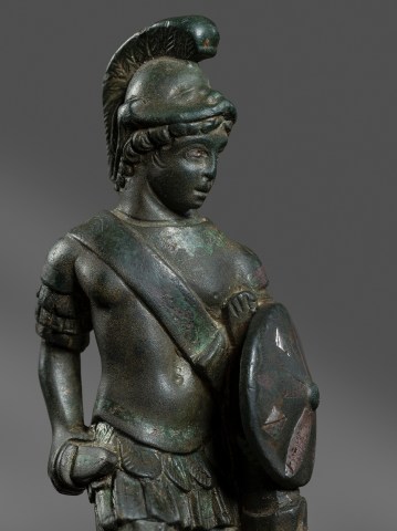 Roman sculptural dagger hilt showing Mars Ultor, Gaul, c.1st-2nd century AD