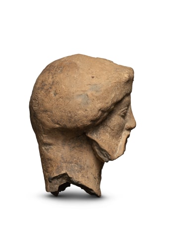 Greek head of a bearded male, South Italy, Medma, second quarter of the 5th century BC