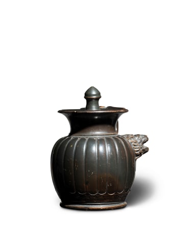 Greek black-glaze lidded jug, Athens, mid 4th century BC