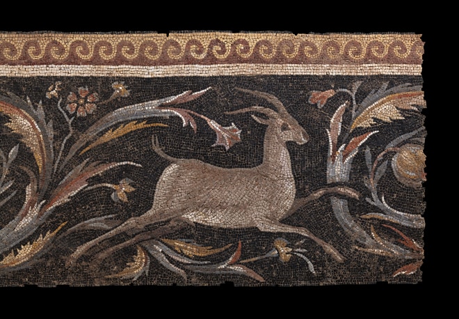 Roman mosaic with Eros hunting a stag, c.3rd-4th century AD