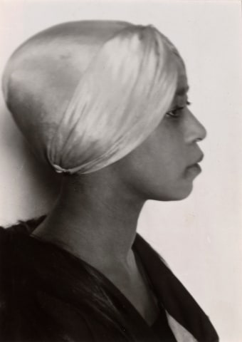 Man Ray (American, 1890-1976), Portrait of Aïcha Goblet (1898-1972) wearing a Paul Poiret turban, July, 1922