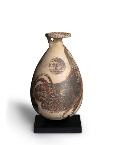Etrusco-Corinthian alabastron with cockerels, Etruria, c.590-580 BC, Group of the American Academy Painter
