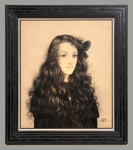 Walter Sauer, Portrait of a young woman with a ribbon in her hair, 1921