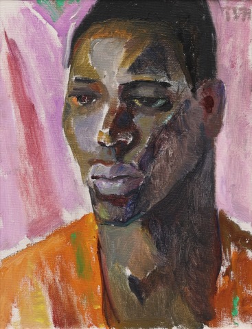 Tora Vega Holmström, Portrait of a young man in an orange shirt, c. 1930s