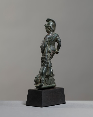 Roman sculptural dagger hilt showing Mars Ultor, Gaul, c.1st-2nd century AD