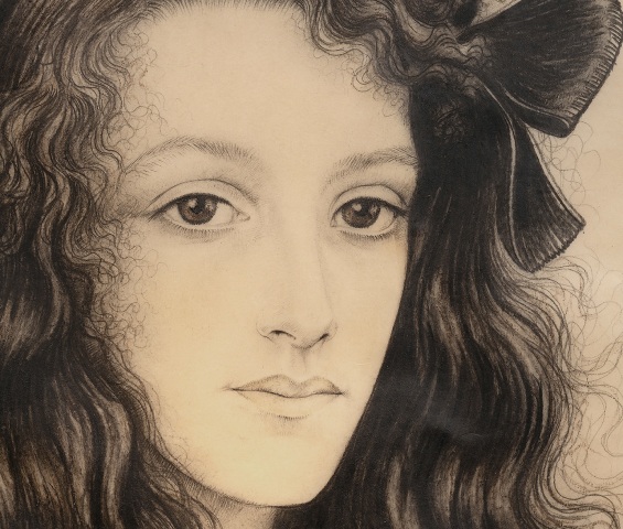 Walter Sauer, Portrait of a young woman with a ribbon in her hair, 1921