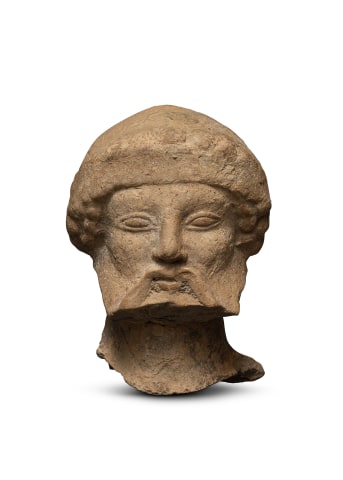 Greek head of a bearded male, South Italy, Medma, second quarter of the 5th century BC