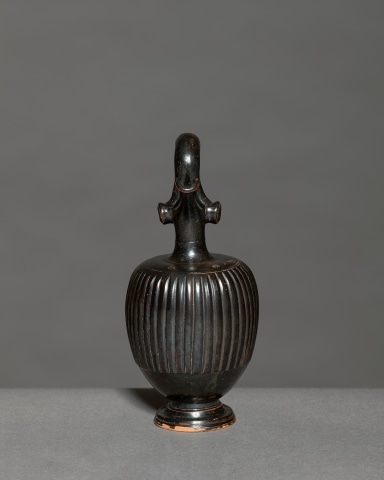 Greek black-glaze ribbed prochous, Athens, c.4th century BC
