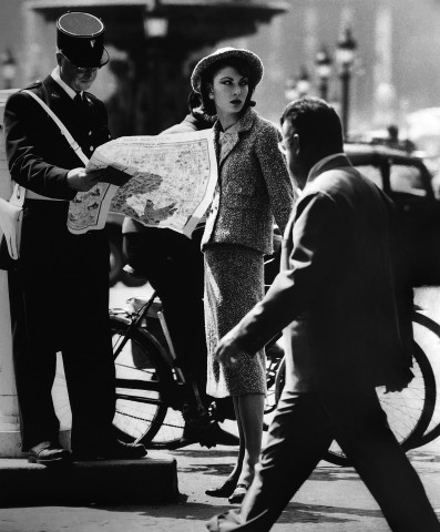 William Klein, Model + Policeman, Chanel, Paris (Vogue), 1957