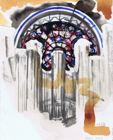 Lily Forwood, Rose Window Sketch, Notre Dame de Paris, 2016