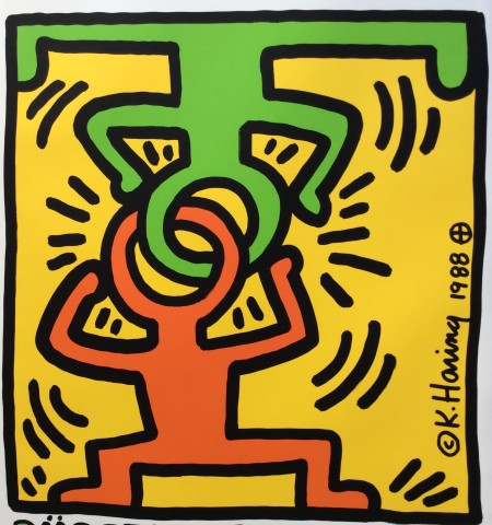 Keith Haring, Düsseldorf - Galerie Hans Mayer SPECIAL HAND SIGNED POSTER *SOLD*, 1988