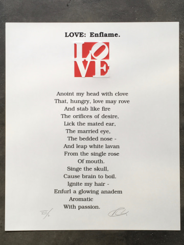 Robert Indiana, Book of Love Poem - Love Enflame *SOLD*, 1996