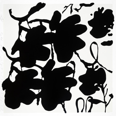 donald sultan, Lantern Flowers, Black and White , 2017