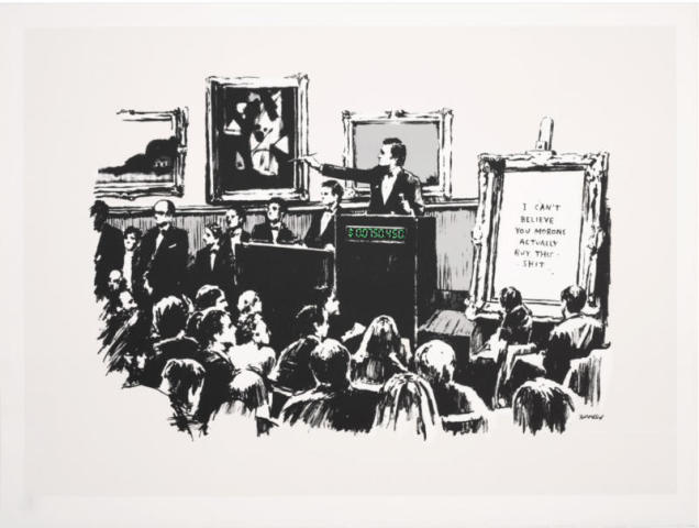 Banksy, Morons (white, unsigned) SOLD, 2007