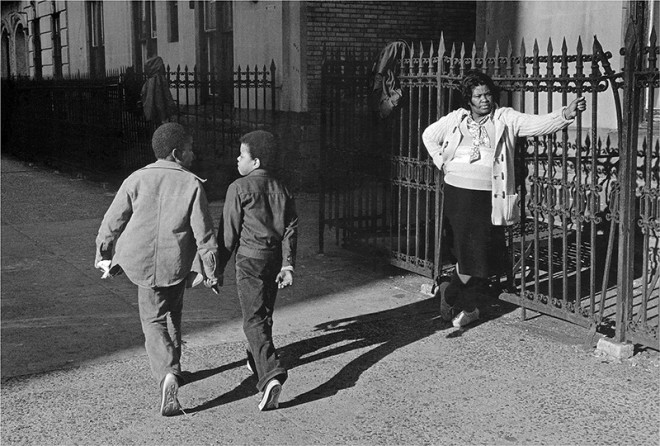 Dawoud Bey, A Woman and Two Boys Passing, 1978