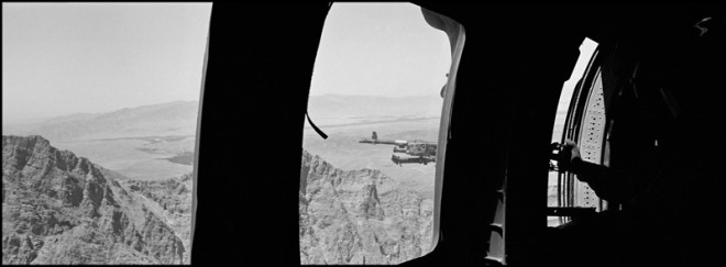 Larry Towell, Kandahar, Landscape from Black Hawk Helicopter with Mounted Gun, 2011