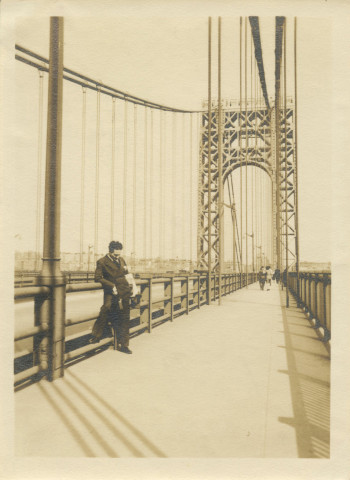 Alexander Artway, George Washington Bridge with Martin D'Esseu in foreground, April 28, 1935