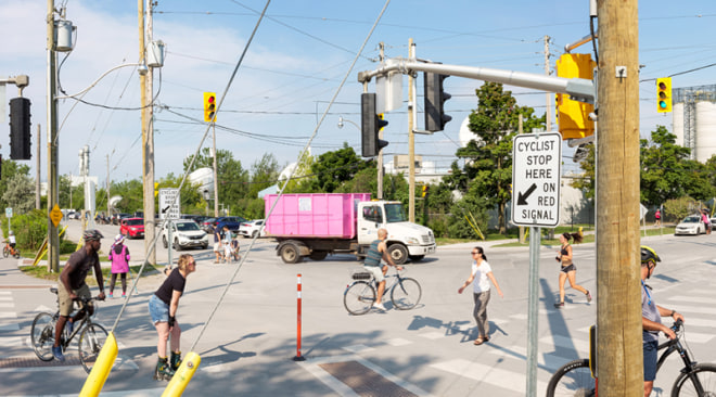 Robert Burley, Corner of Leslie Street and Unwin Avenue as see from the park entrance, Tommy Thompson Park, Toronto, 2020