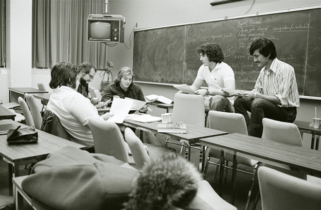 Sunil Gupta, Sunil at management class, Sir George Williams (Concordia) University, Drummond Street, Montreal, 1974