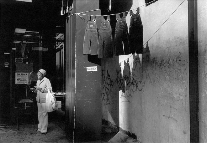 Dawoud Bey, A Woman with Hanging Overalls, 1978