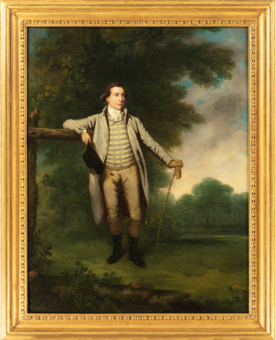 Benjamin Wilson (Leeds 1721-1788 London), Portrait of Henry Pye, standing full-length before a landscape