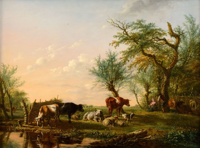 Cattle near a stream