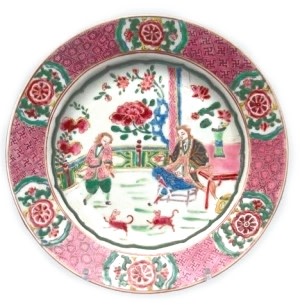 A EUROPEAN SUBJECT FAMILLE ROSE PLATE, Yongzheng (1723 1735)