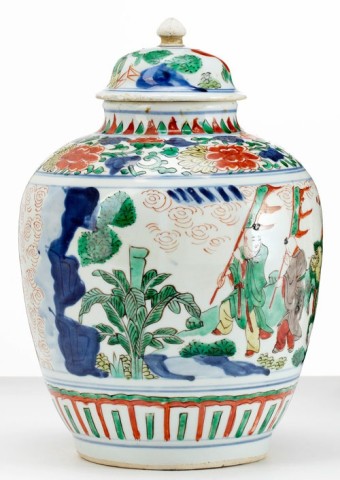 A CHINESE WUCAI JAR AND COVER, Transitional (1644-1661)
