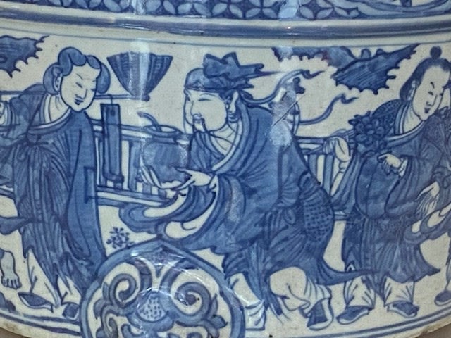 A LARGE IMPOSING CHINESE MING BLUE AND WHITE 'EIGHT IMMORTALS 