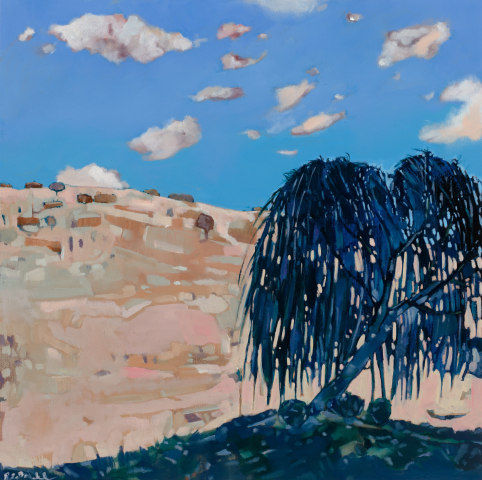 Nothing But Blue Skies, 2022 oil on linen 60 x 60cm (Framed in Tasmanian Oak 65 x 65cm)
