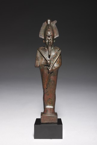 Egyptian statuette of Osiris  Late Dynastic Period, 26th Dynasty, c.600 BC  Bronze  Height 18.5cm