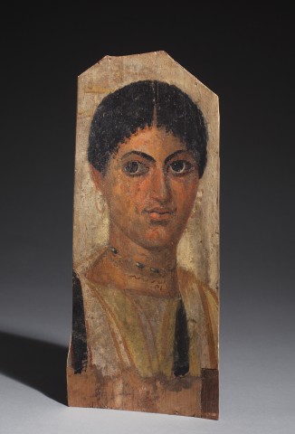 Egyptian panel portrait of a young woman  er-Rubayat, Fayum, Roman-Egyptian Period, 1st half of the 2nd century AD  Wood and tempera  Height 33.5 cm, width 14 cm