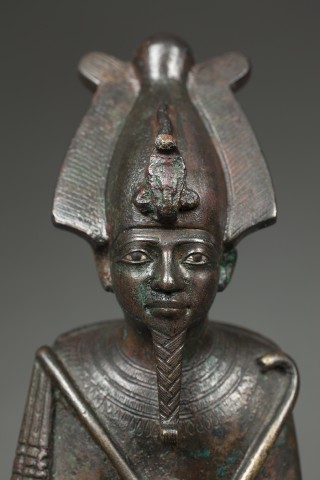 Egyptian bronze Osiris with inlaid eyes, Late Dynastic Period, 26th Dynasty, c.600 BC