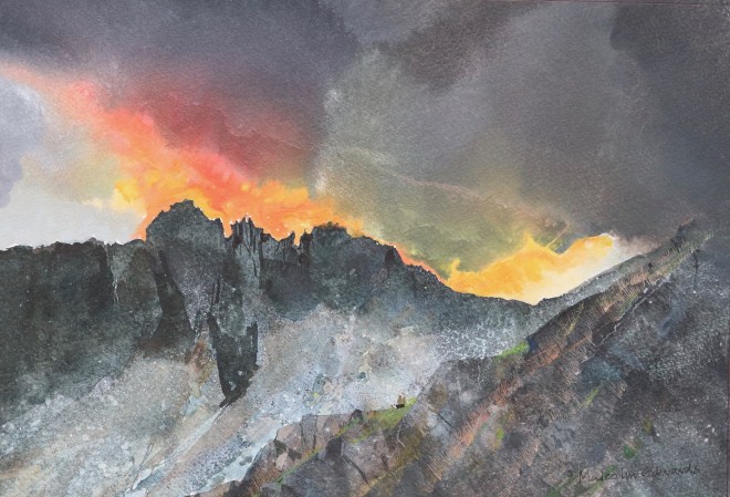 Malcolm Edwards Sundown Crib Goch Pinnacles Ffin Y Parc Gallery