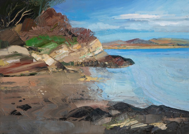 Sarah Carvell, Cliffs with view towards Harlech