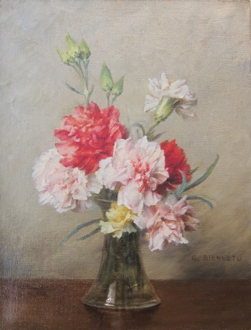 Gustave Bienvetu, Carnations in a vase