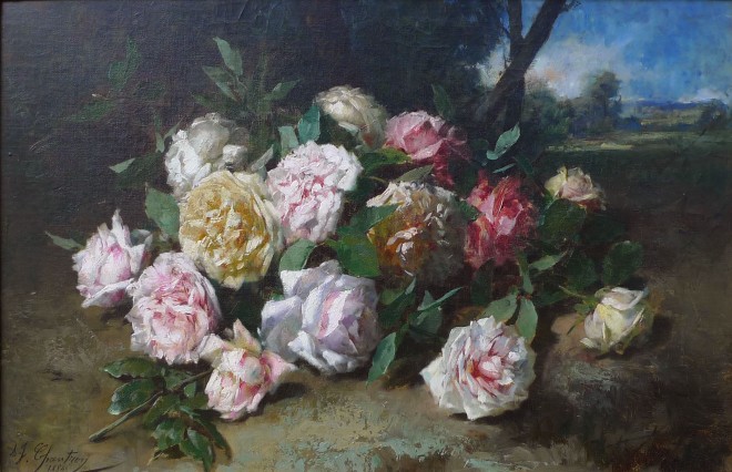 Alexandre-Jacques Chantron, Still life of roses 18 x 25.5 inches canvas size